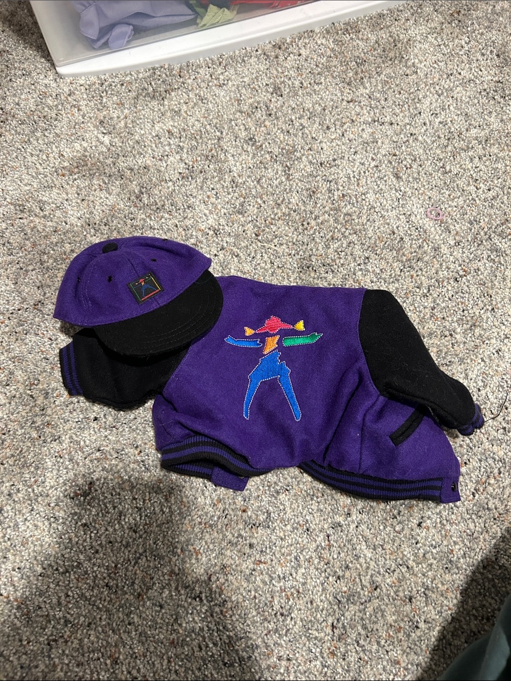American Girl Purple and Black Varsity Jacket with Matching Cap